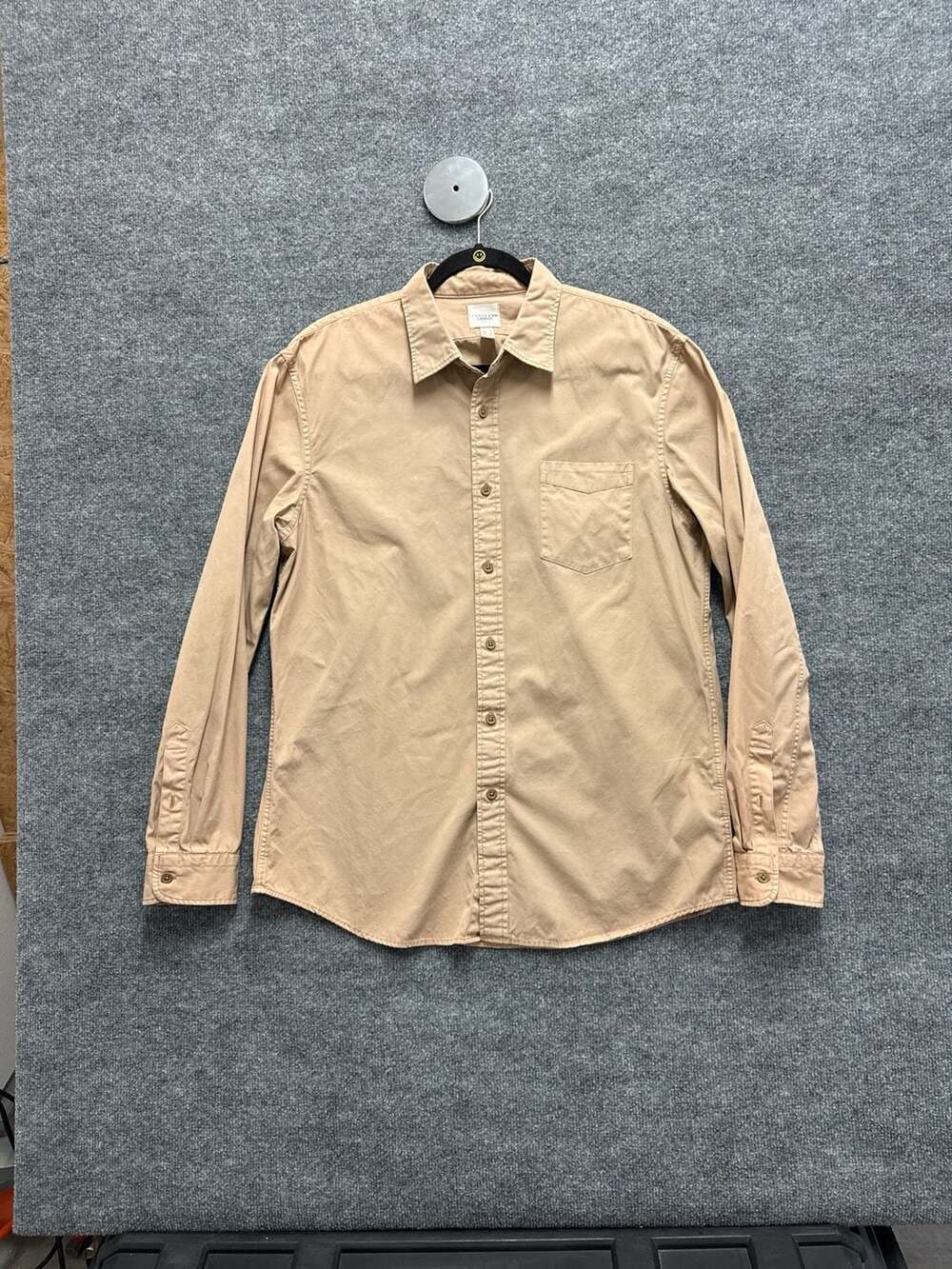Lands' End Canvas Men's Tan Long Sleeve Cotton Button Up Shirt